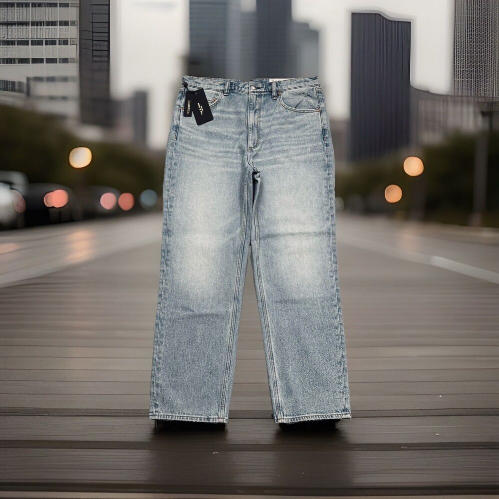 Rag & Bone Harlow Jeans 32 (33x28) Blue Mid Rise Ankle Straight Womens NWT $255